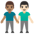 👨🏽‍🤝‍👨🏻 men holding hands: medium skin tone, light skin tone display on Google